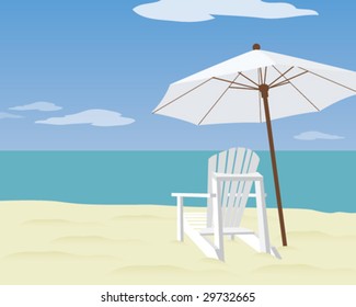 chair and umbrella on a beach