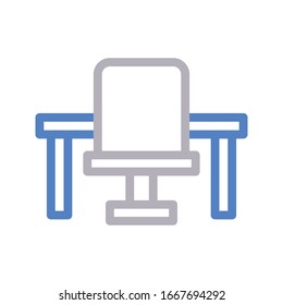icono de línea de color vectorial de silla 