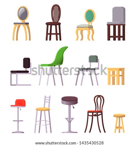 Chair vector comfortable seat in interior style modern office-chair and armchair design illustration set of camp-chair bar-chair and folding-chair isolated on white background