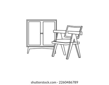 Chair vector design and line art. chairs isolated white background. chairs vector images.