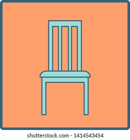 Chair vector flat icon in a square frame on color background