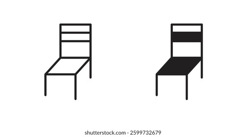 Chair vector icon set in black color.