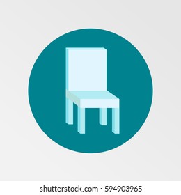Chair Vector Icon, The symbol of blue chair on colorful background. Simple, modern flat vector illustration for mobile app, website or desktop app  