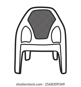 chair vector image, black and white line art, wide chair