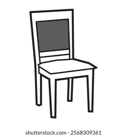 chair vector image, black and white line art, plush chair