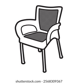 chair vector image, black and white line art, armrest chair