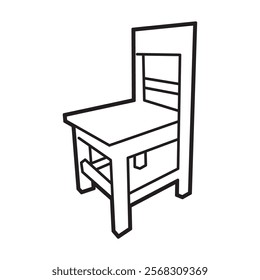 chair vector image, black and white line art, side view chair