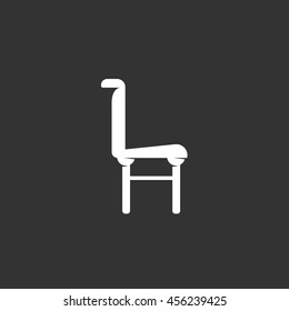 Chair vector logo isolated on a black background. Icon silhouette design template. Simple symbol concept in flat style. Abstract sign, pictogram for web, mobile and infographics