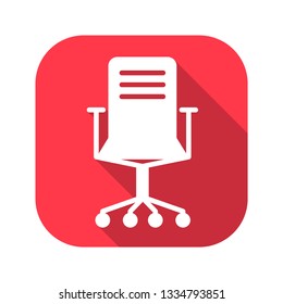 chair vector red icon in modern flat style isolated. chair support is good for your web design.