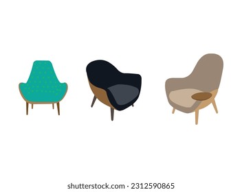 Chair Vectors and Illustrations, Chair Vector Art, Icons, and Graphics for Free, Modern Chair, Royalty-Free Vector Graphics, As Seat and Piece of Furniture with Armrests Vector Set Stock Vector