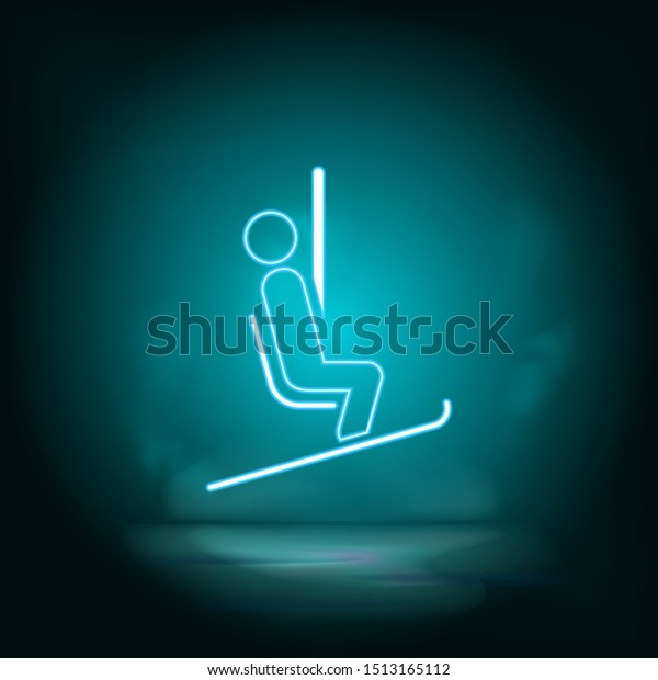 Chairlift blue neon vector\
icon. Simple element illustration from map and navigation concept.\
Chairlift blue neon vector icon. Real estate concept vector\
illustration.