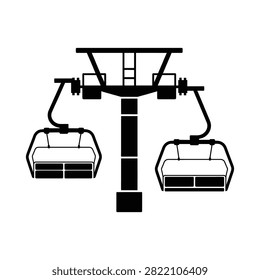 Chairlift cable car system vector icon with chairlift mountain transport