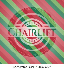 Chairlift christmas emblem. Vector Illustration. Detailed.