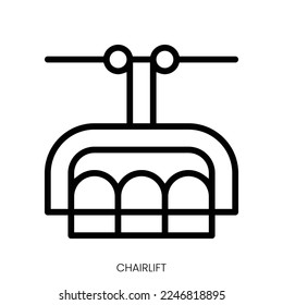 chairlift icon. Line Art Style Design Isolated On White Background