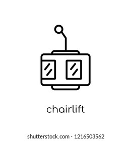 chairlift icon. Trendy modern flat linear vector chairlift icon on white background from thin line Transportation collection, outline vector illustration