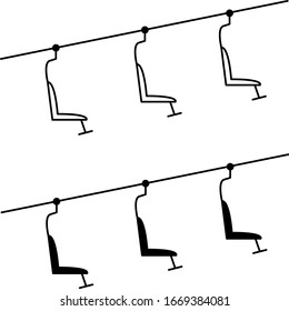 Sessellift Symbol, Vecto Ricon. Skiliftsymbole für Ski- und Wintersport. Design für Touristenkatalog, Karten der Skipisten, Plakat, Broschüre, Flyer, Broschüre. Vektorillustration