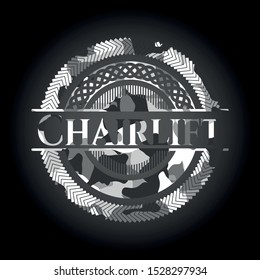 Chairlift on grey camouflaged pattern