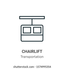 Chairlift outline vector icon. Thin line black chairlift icon, flat vector simple element illustration from editable transportation concept isolated on white background