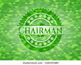Chairman realistic green emblem. Mosaic background