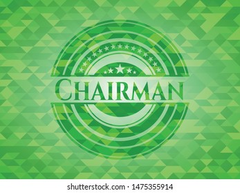 Chairman realistic green mosaic emblem. Vector Illustration. Detailed.