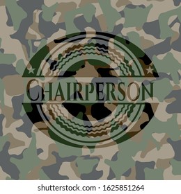 Chairperson on camo pattern. Vector Illustration. Detailed.