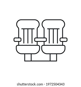 Chairs in cinema hall linear icon. Movie. Thin line customizable illustration. Contour symbol. Vector isolated outline drawing. Editable stroke