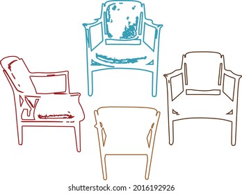 Chairs Collection Comfortable  Home Furniture, Interior Design Elements Vector Illustration On A White Background Vectors