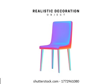Chairs color hologram gradient. Object 3d Isolated on white background. vector illustration