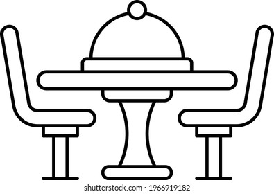 Chairs with Dishware Vector line Icon Design, Interior design Symbol, Home Office decoration Sign, Residential and Commercial Decor Elements stock illustration, Dinning Table Concept, 