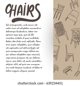 Chairs doodle style iillustration. Hand drawn objects.