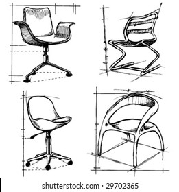 chairs drawings 2 vector