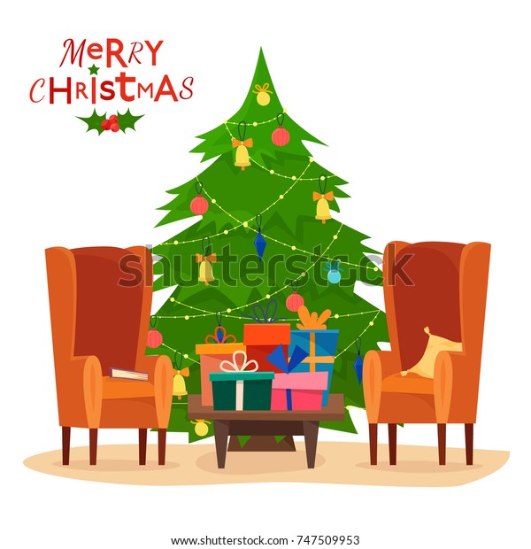 Chairs Gifts On Table Decorated Christmas Royalty Free Stock Image