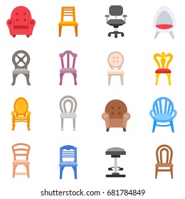 Chairs icon set. Seating furniture