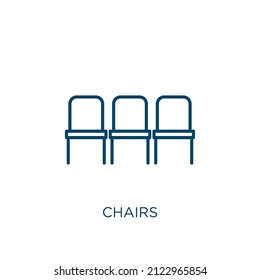 chairs icon. Thin linear chairs outline icon isolated on white background. Line vector chairs sign, symbol for web and mobile