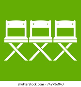 Chairs icon white isolated on green background. Vector illustration