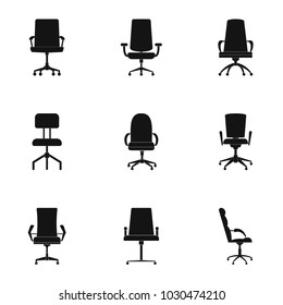 Chairs icons set. Simple set of 9 chairs vector icons for web isolated on white background