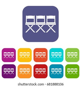 Chairs icons set vector illustration in flat style in colors red, blue, green, and other