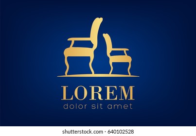 chairs logo vector golden design