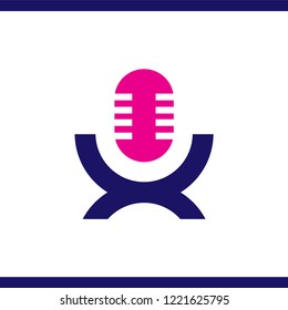 chairs and microphone logo icon vector element. microphone icon template