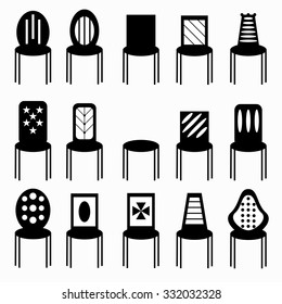 chairs monochrome symbols vector illustration