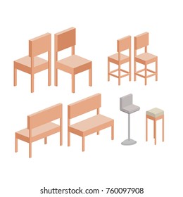 chairs set in colorful silhouette over white background