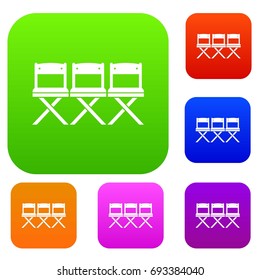 Chairs set icon in different colors isolated vector illustration. Premium collection