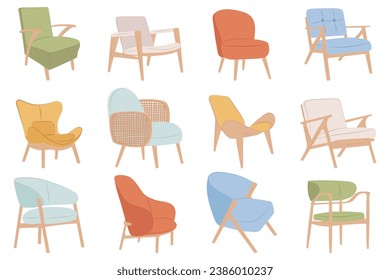 Chairs set in Scandinavian-style flat vector design.	
