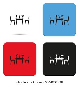 Chairs and table flat vector icon. Restaurant interior.