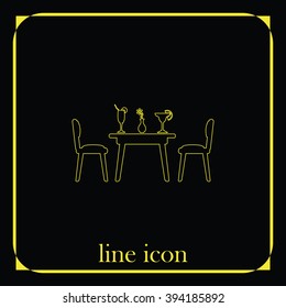 Chairs and table icon. Restaurant interior.