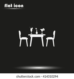 Chairs and table icon. Restaurant interior.