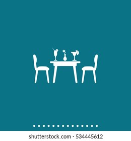 Chairs and table icon. Restaurant interior.
