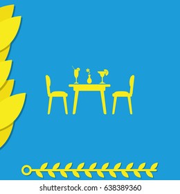 Chairs and table icon. Restaurant interior.