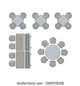 Sillas Y Mesas Mobiliario Conjunto Plano