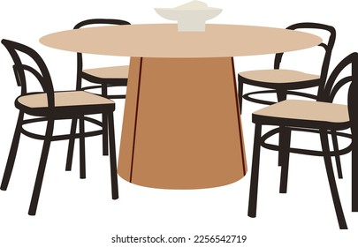 chairs and tables illustration
,Set of chairs and table,Set of isolated furniture interior decor icons with images of soft furniture with tables and chairs vector illustration.